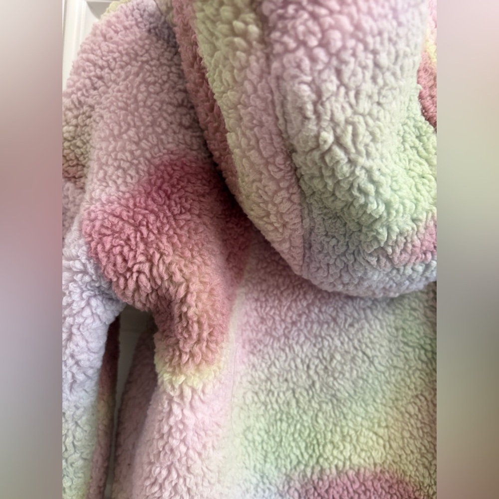 Nike Kids Pink Sherpa Hoodie with Pastel Tie-Dye Accents - Picture 7 of 7